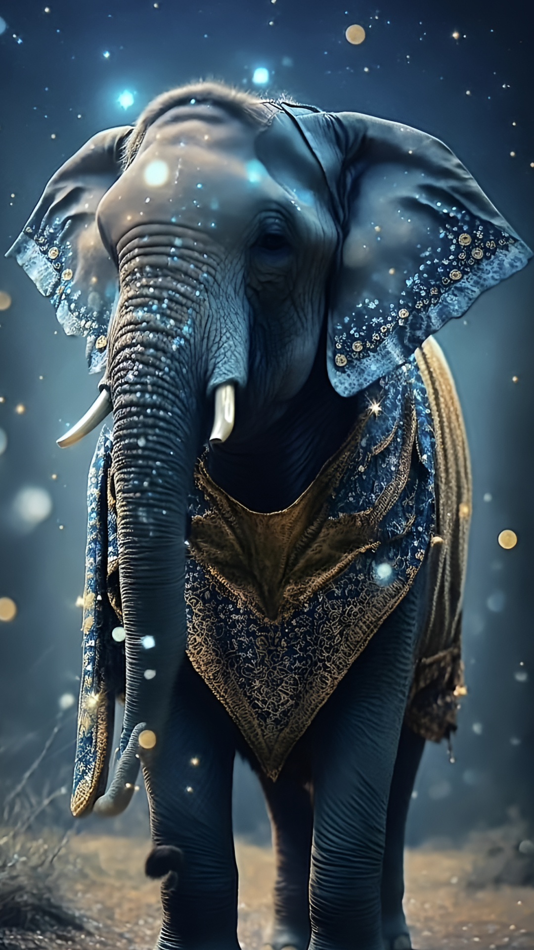 Обои африканский слон, Слон, индийский слон, свет, синий в разрешении 1080x1920