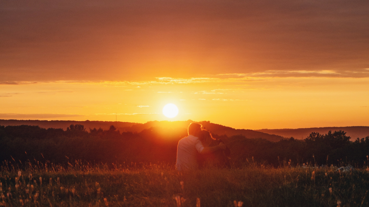 Обои любовь, горизонт, закат, восход солнца, солнце в разрешении 1280x720