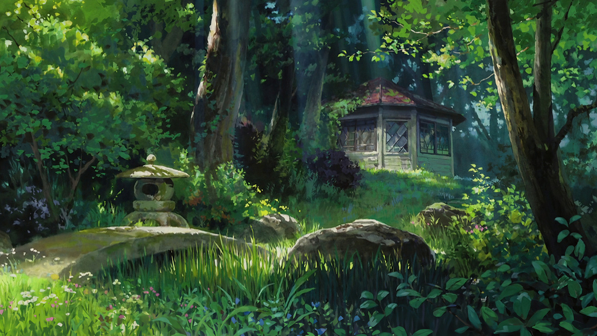 Обои аниме, студия, растение, природный ландшафт, дерево в разрешении 1920x1080