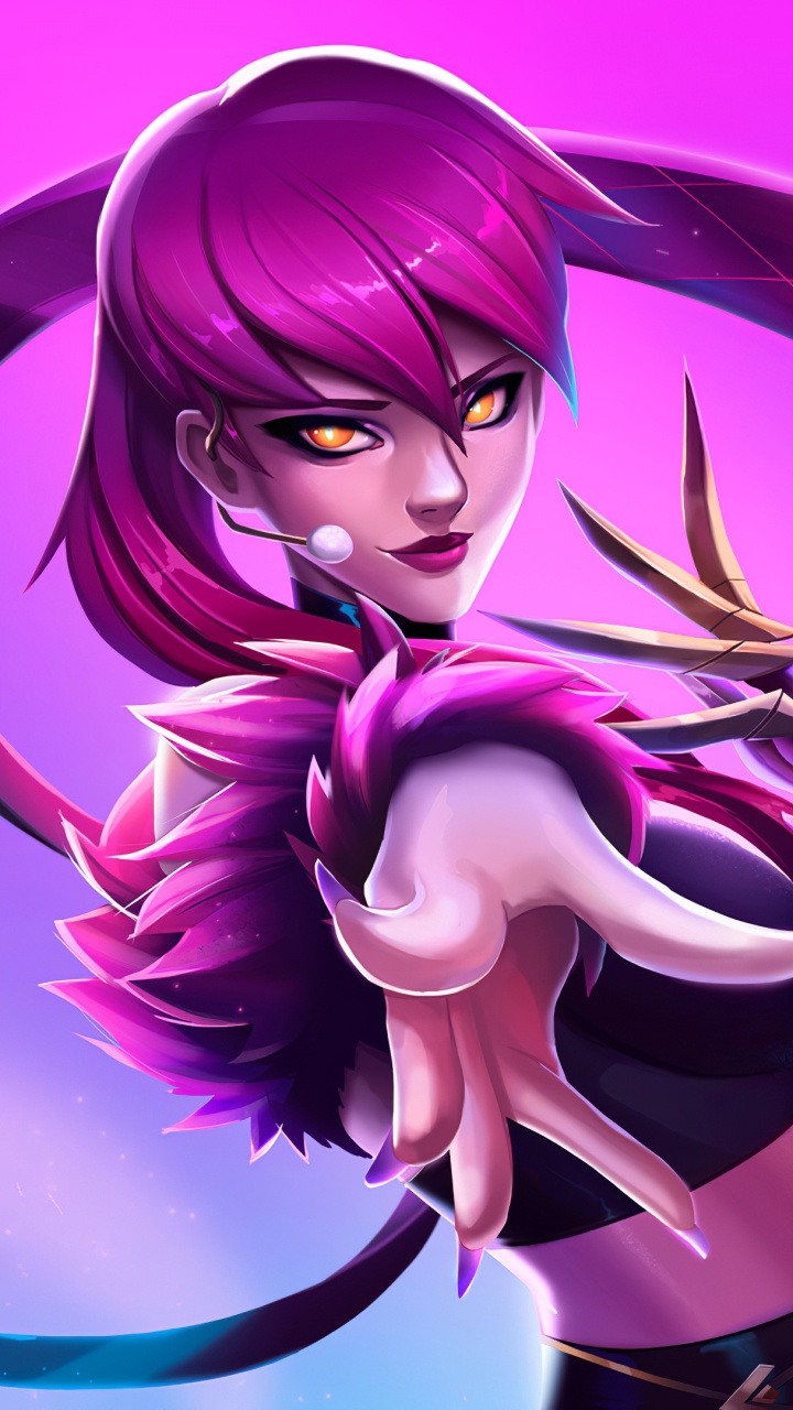 Обои арт, фан арт, длинные волосы, пурпурный цвет, К ДА в разрешении 720x1280