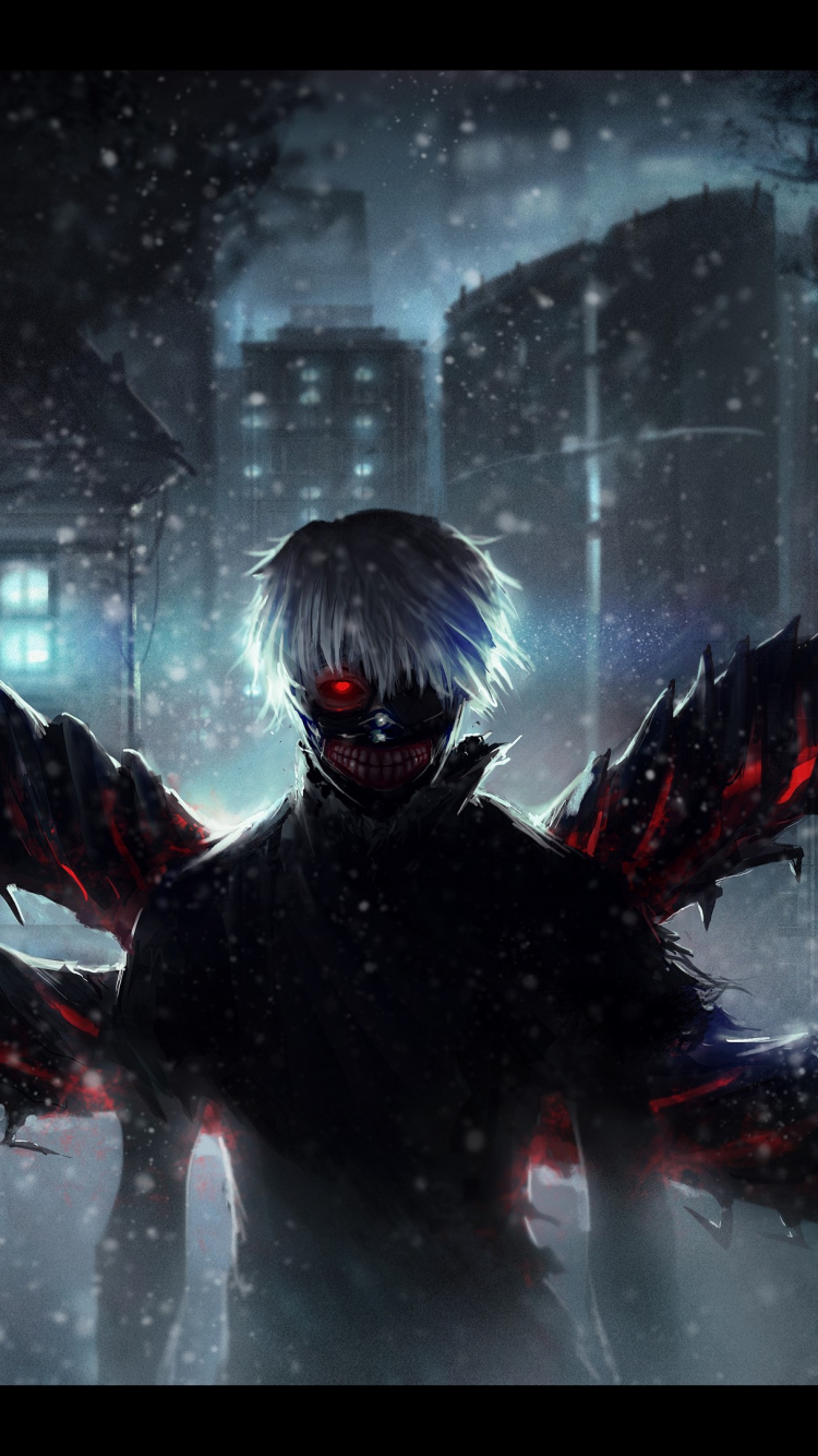 Обои аниме, Токийский гуль, Кен kaneki, Киришима Тоука, вурдалак в разрешении 750x1334