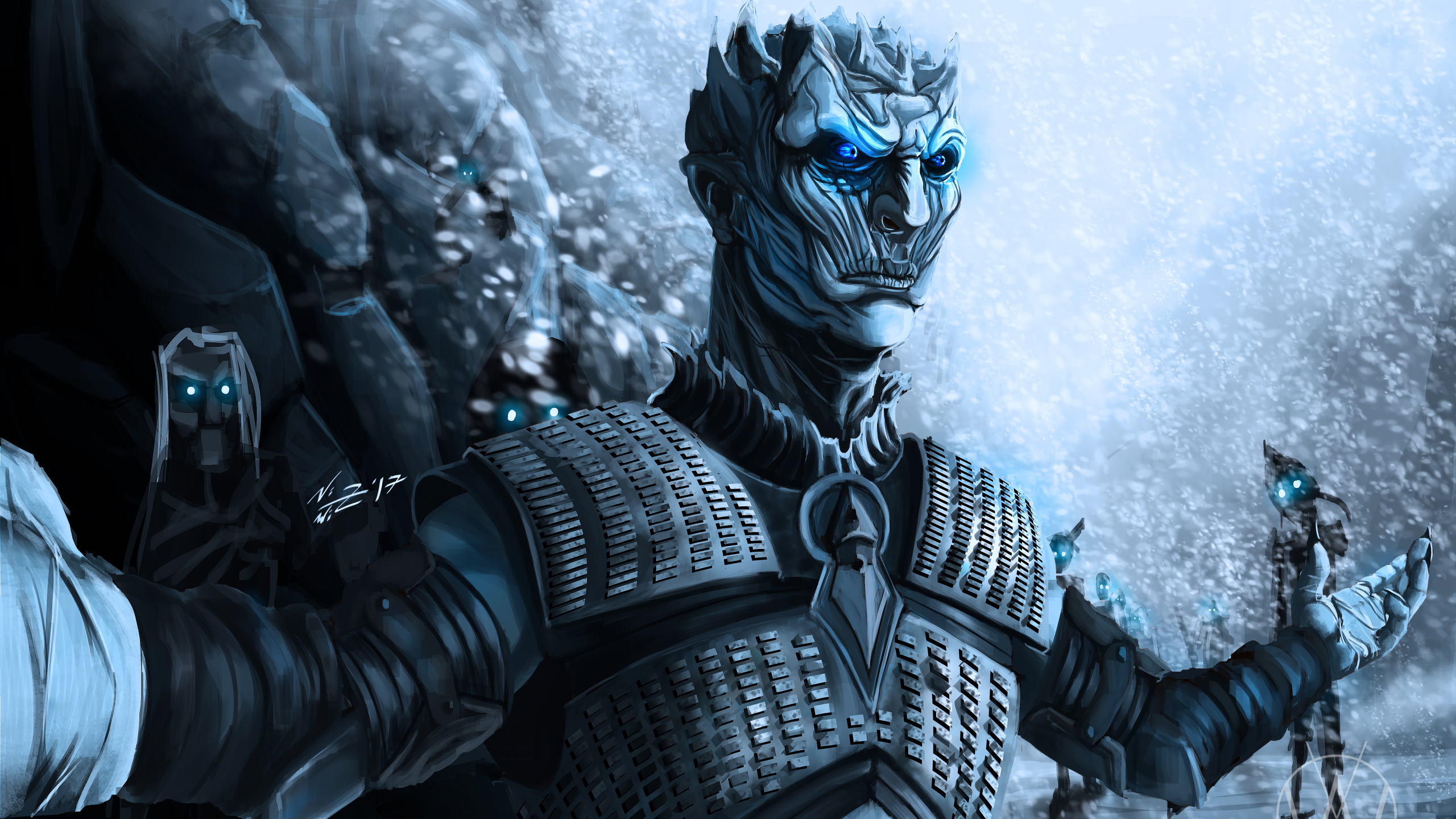 Обои Ночной Король, Белый Ходок, Игра Престолов - 8 сезон, иллюстрация, игры в разрешении 2560x1440