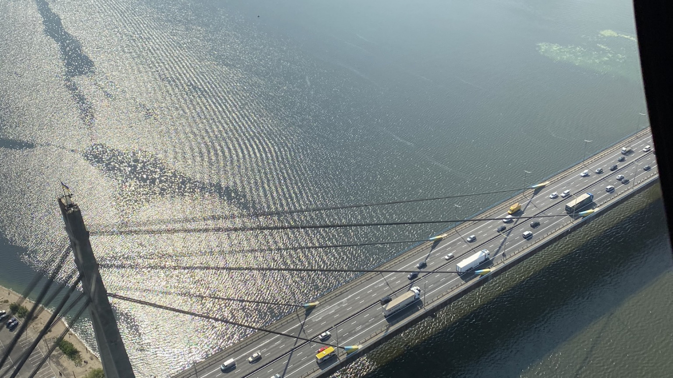 Обои гидроресурсы, с высоты птичьего полета, вода, инфраструктура, мост в разрешении 1366x768