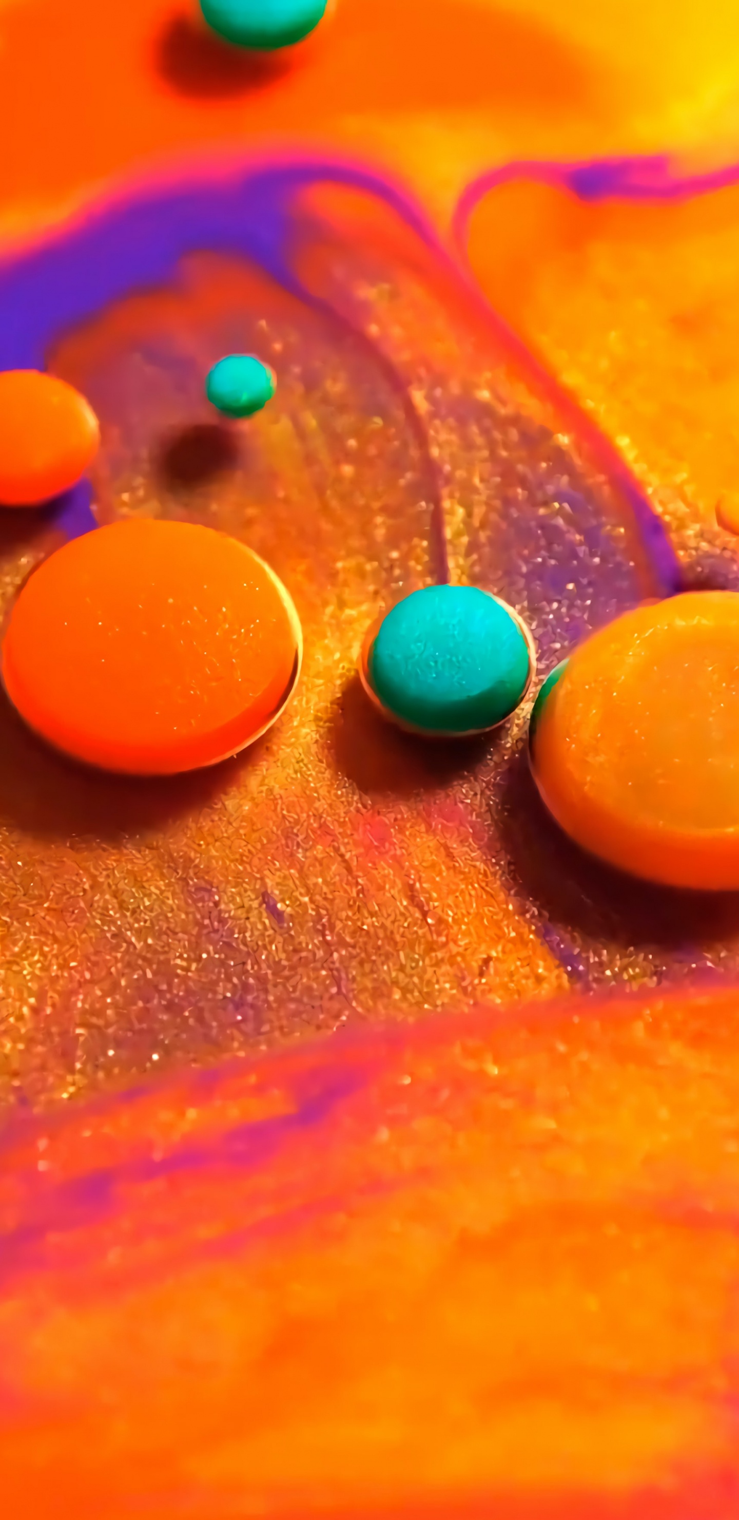 Обои красочность, жидкий, природа, лист, вода в разрешении 1440x2960