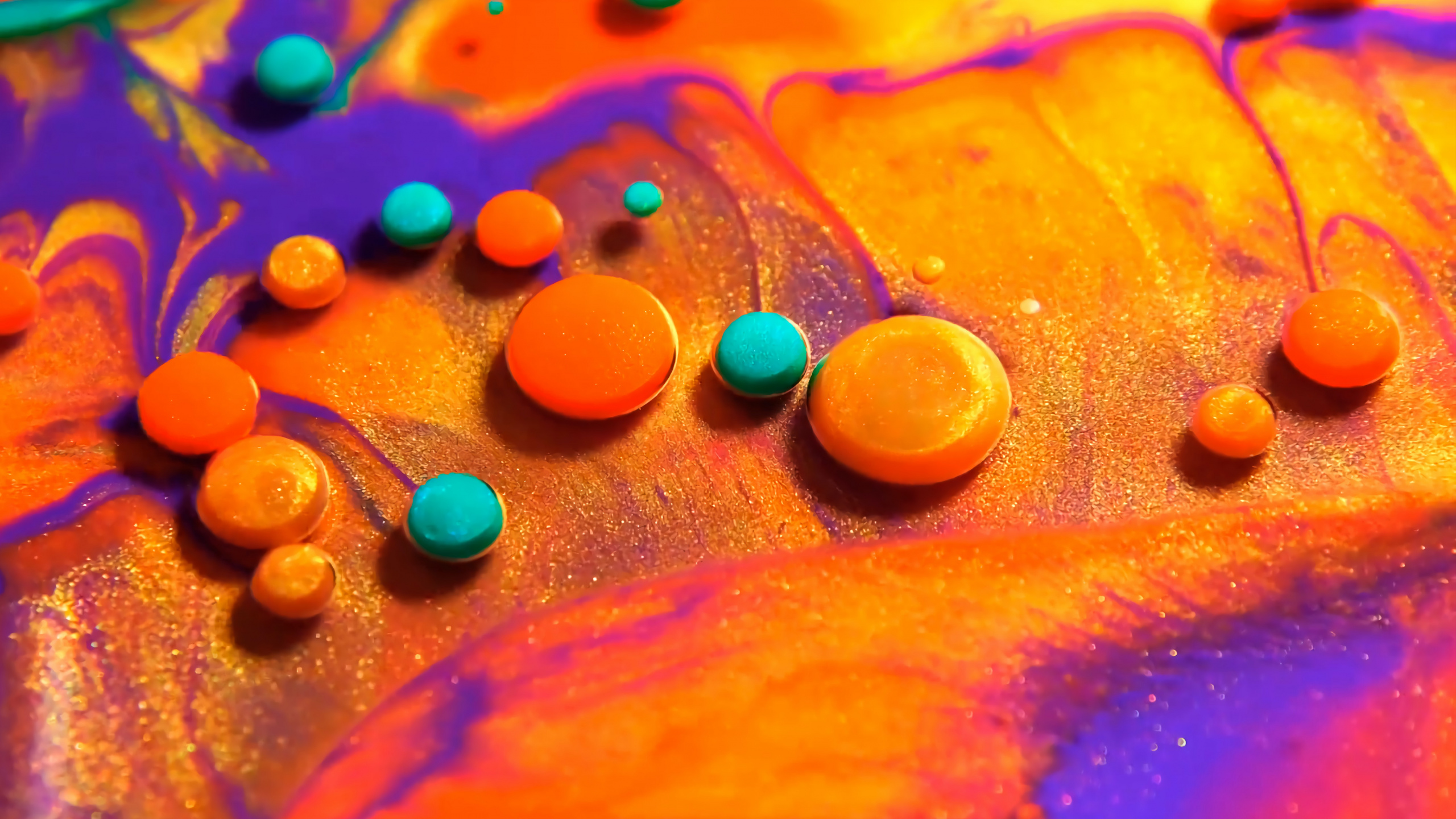 Обои красочность, жидкий, природа, лист, вода в разрешении 2560x1440