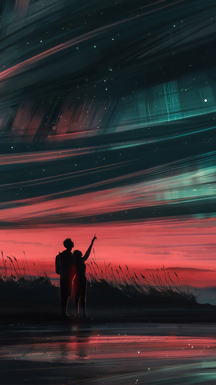 Обои произведение искусства, цифровое искусство, артист, арт, красный цвет в разрешении 720x1280