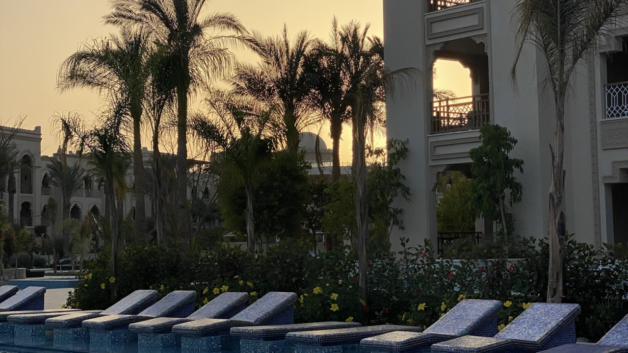 Обои отражение, плавательный бассейн, пальмовые рощи, недвижимость, вода в разрешении 1280x720