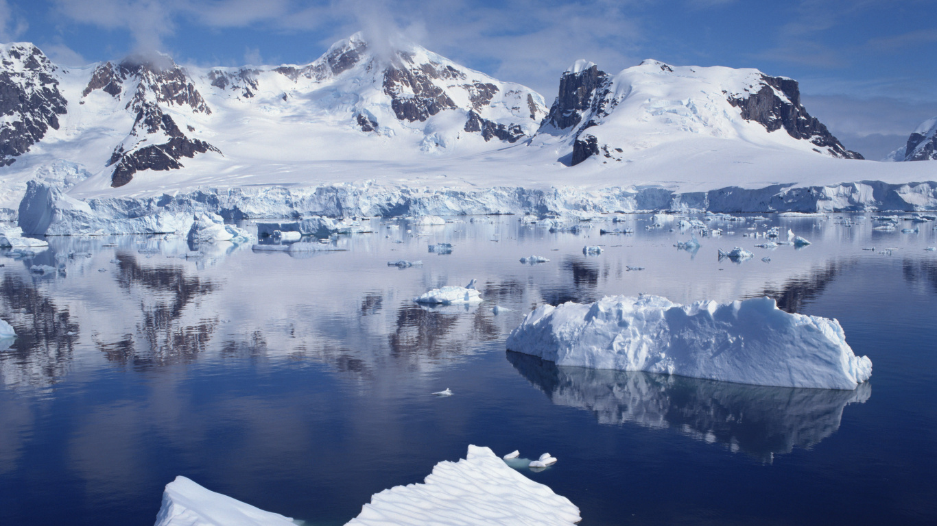 Обои айсберг, ледник, полярные льды, ледниковое озеро, лед в разрешении 1366x768