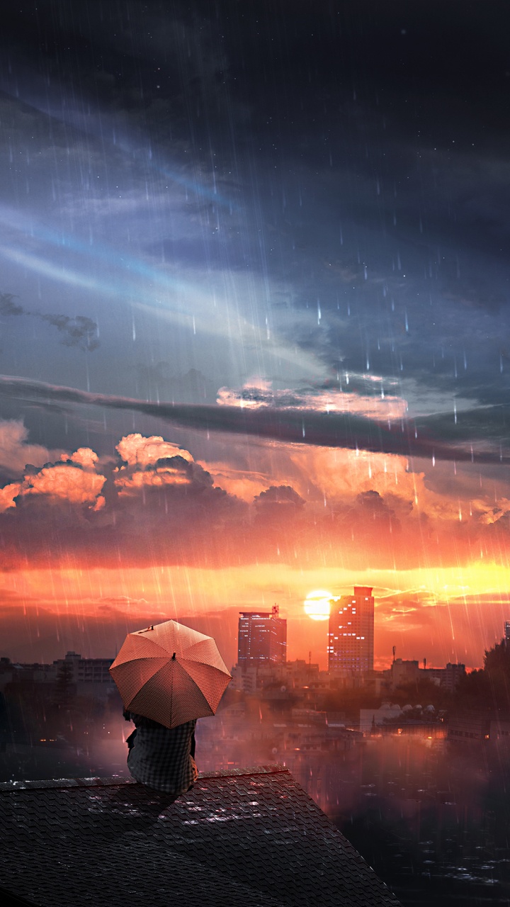 Обои дождь, облако, горизонт, атмосфера, вечер в разрешении 720x1280