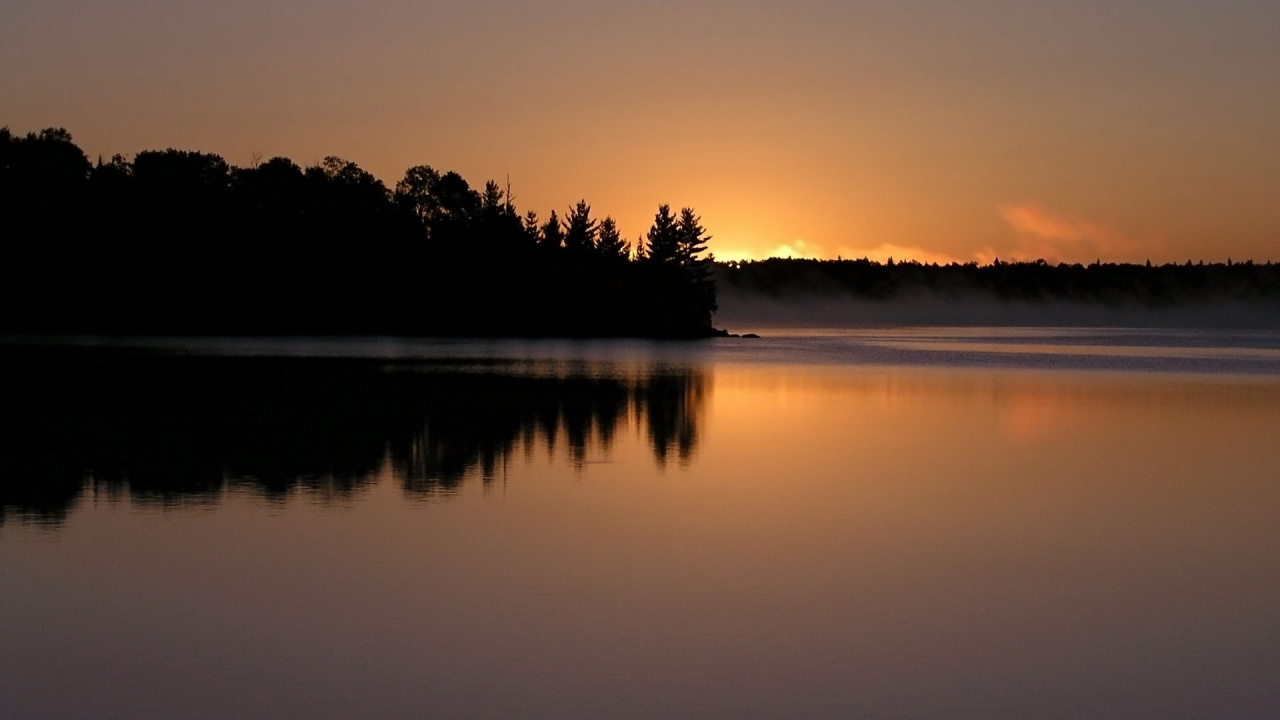 Обои отражение, вода, природа, горизонт, восход солнца в разрешении 1280x720