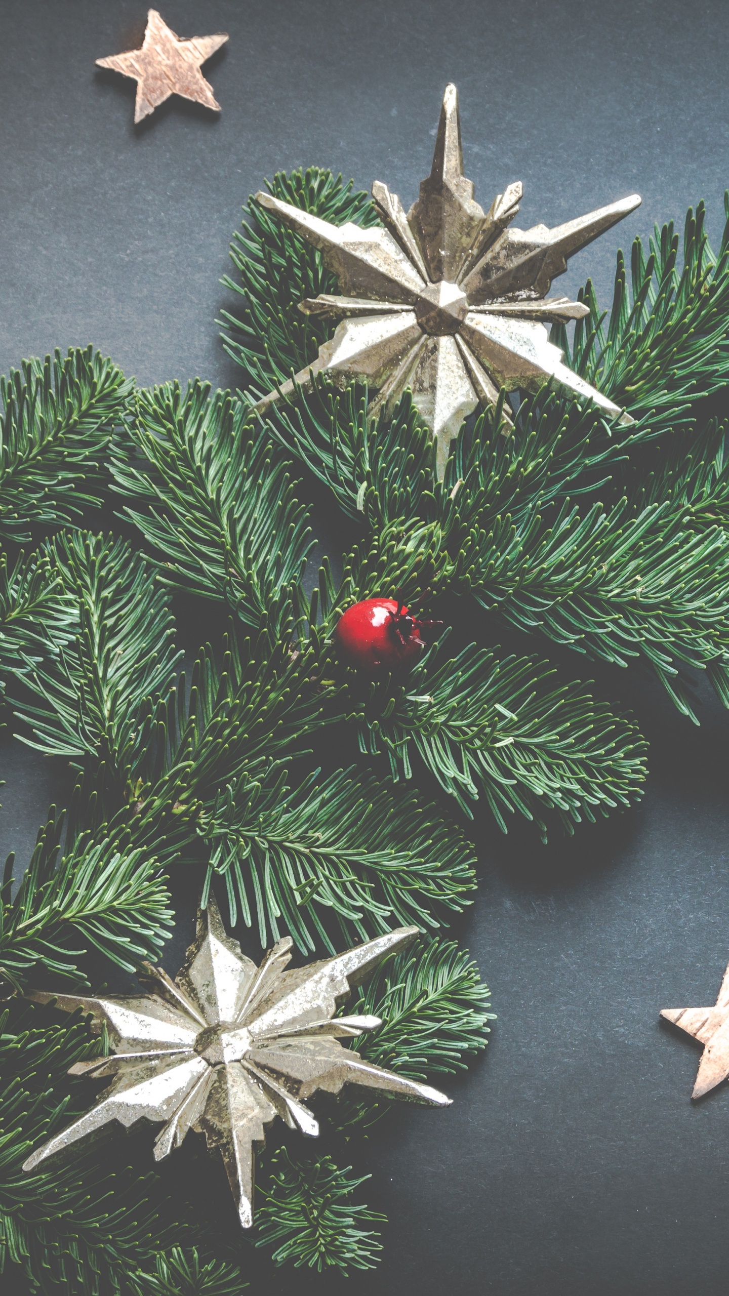 Обои Рождественский день, рождественский орнамент, Орегонской сосны, Рождество, праздничный орнамент в разрешении 1440x2560