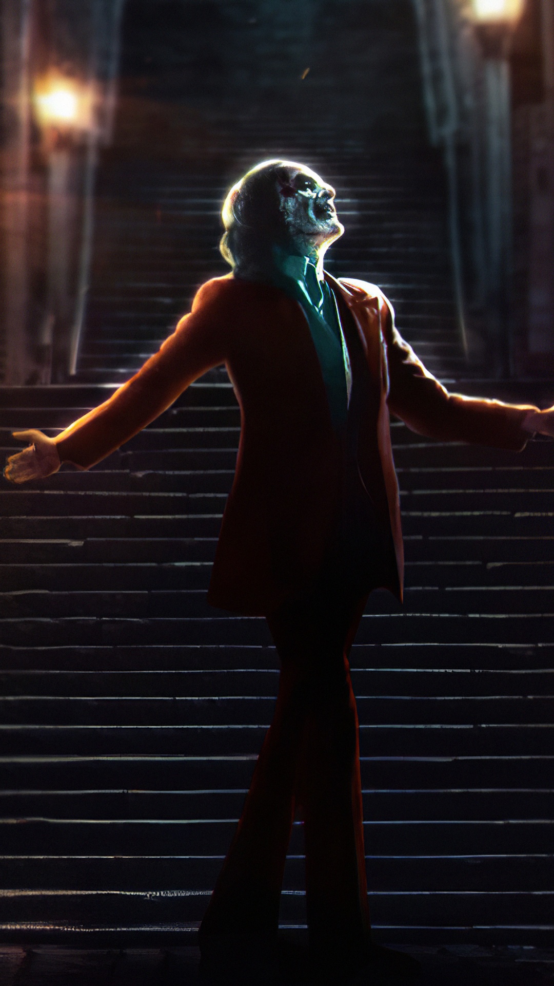 Обои Джокер, темнота, свет, стояние, инфраструктура в разрешении 1080x1920