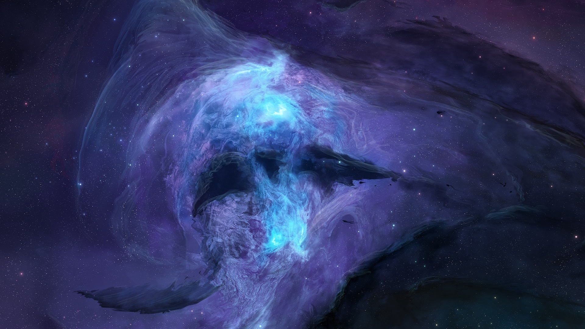 Обои туманность, астрономический объект, космос, пурпур, космическое пространство в разрешении 1920x1080