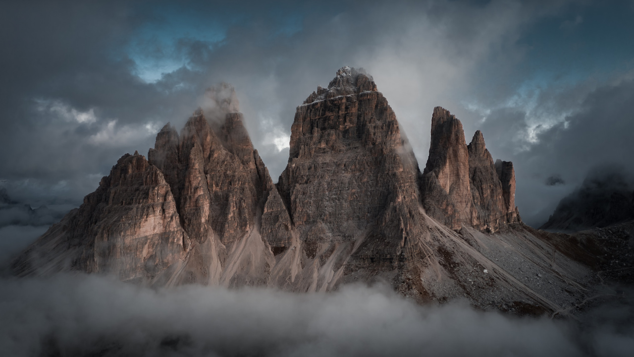 Обои гора, геология, атмосфера, небо, горный рельеф в разрешении 1280x720