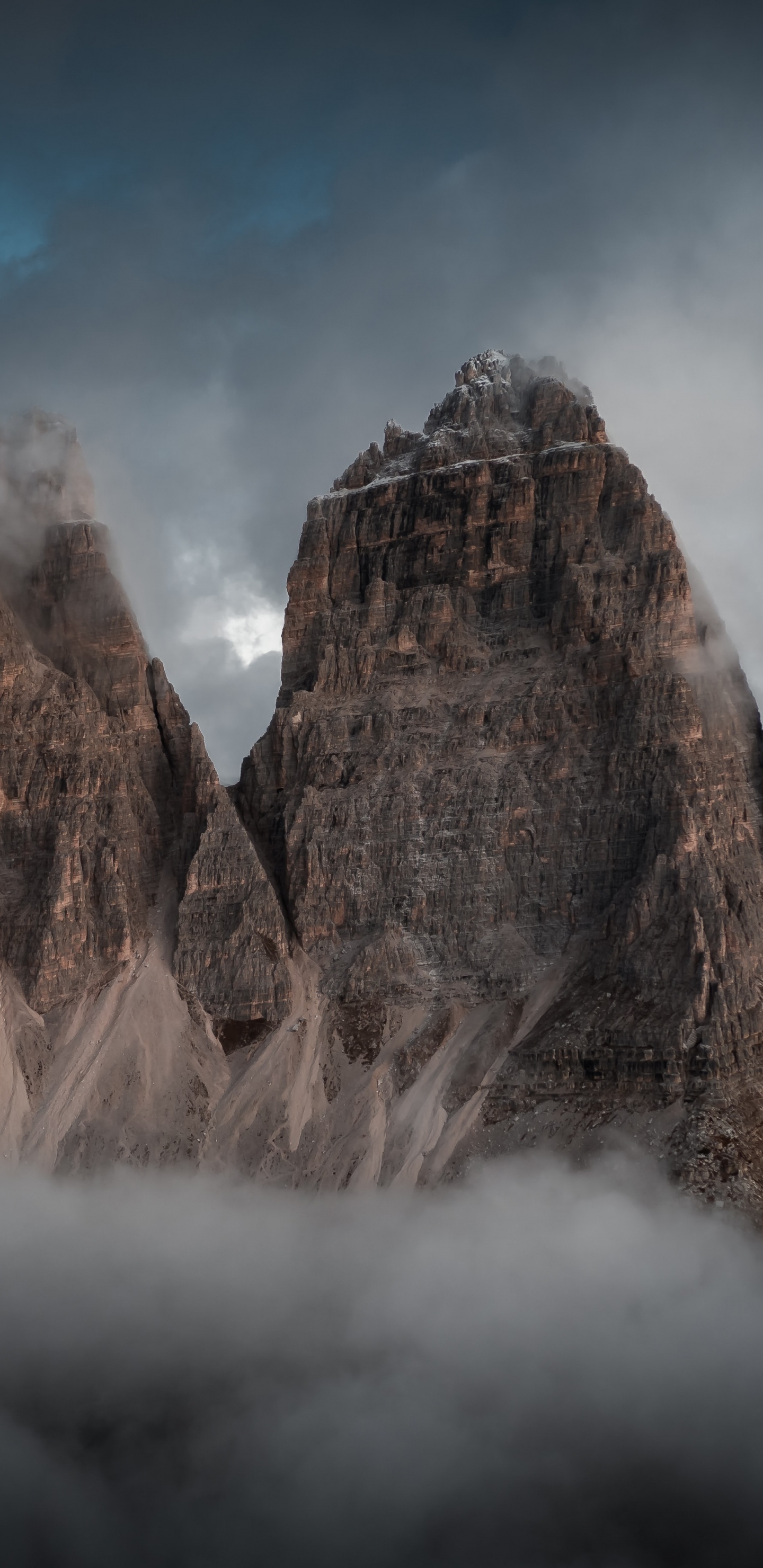 Обои гора, геология, атмосфера, небо, горный рельеф в разрешении 1440x2960