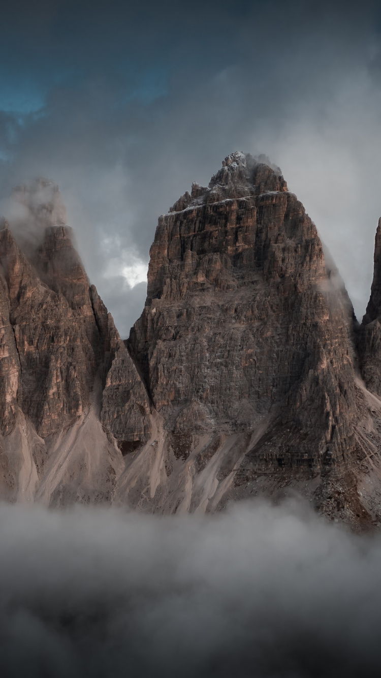 Обои гора, геология, атмосфера, небо, горный рельеф в разрешении 750x1334