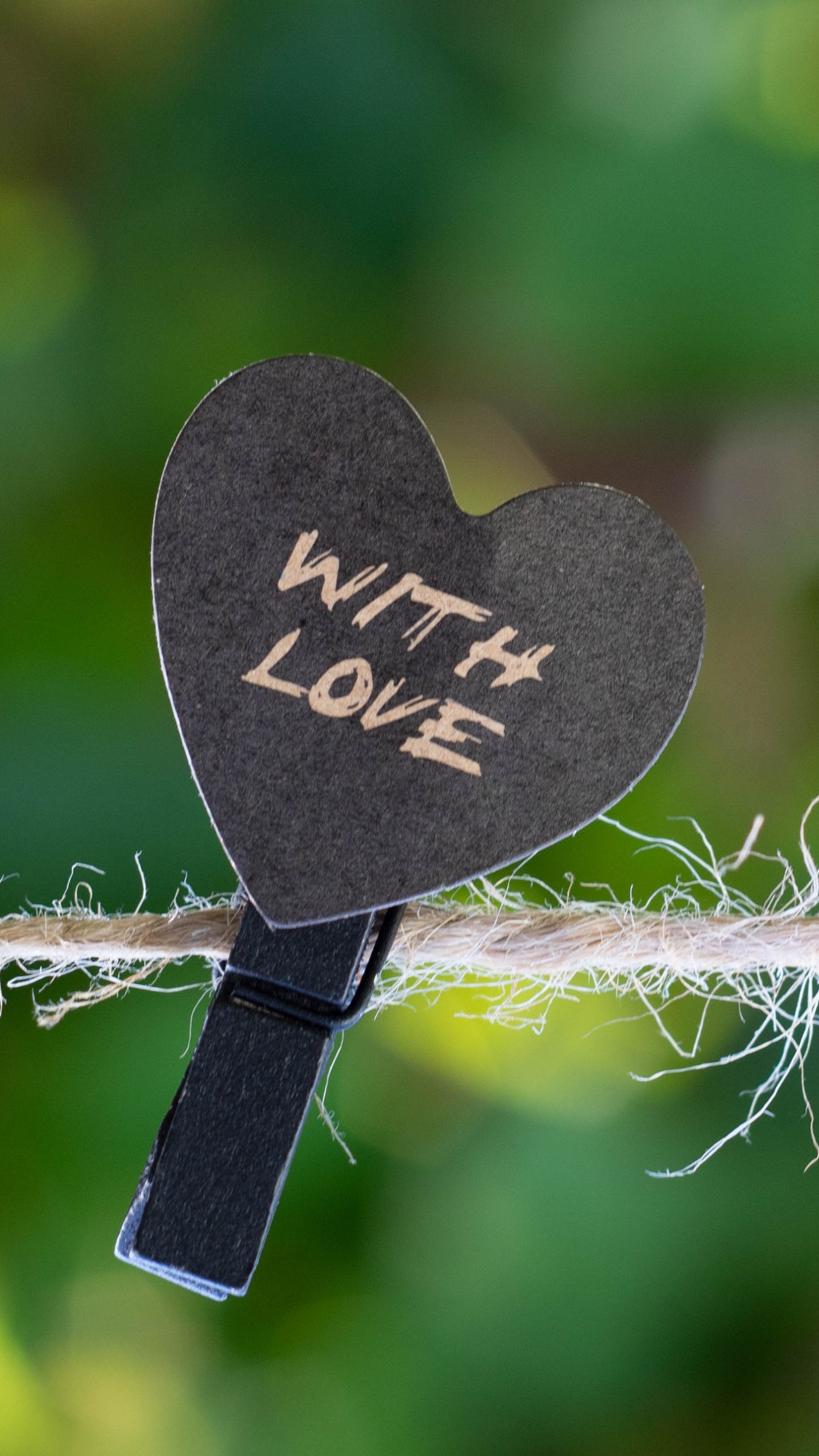 Обои любовное письмо, сердце, зеленый, лист, любовь в разрешении 1440x2560