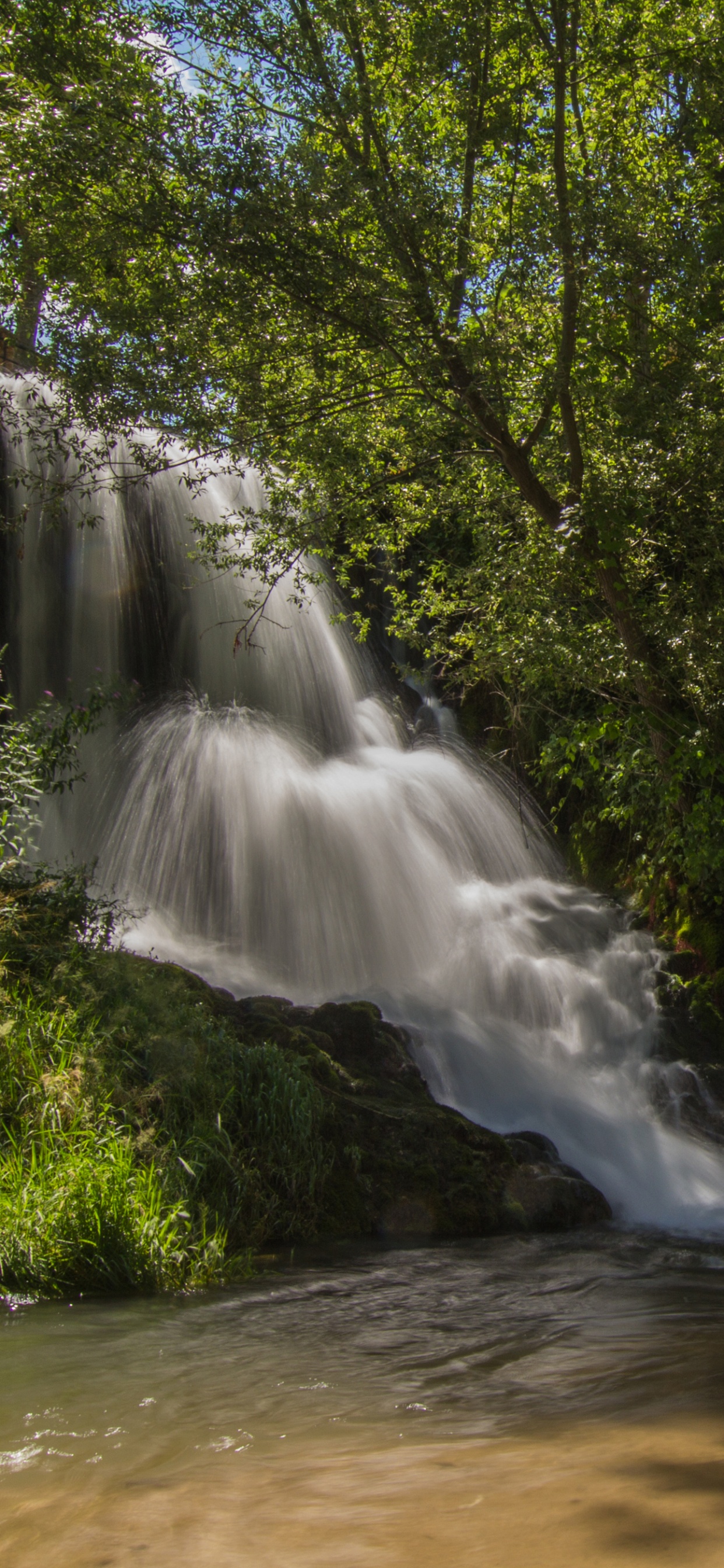 Обои водопад, водоем, гидроресурсы, природа, вода в разрешении 1242x2688
