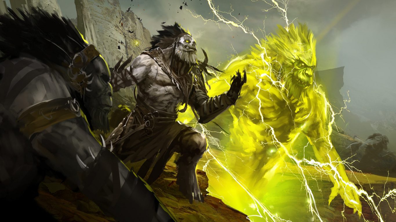 Обои Гильдия войны 2, оружий, мифология, world of warcraft, авантюрист в разрешении 1366x768