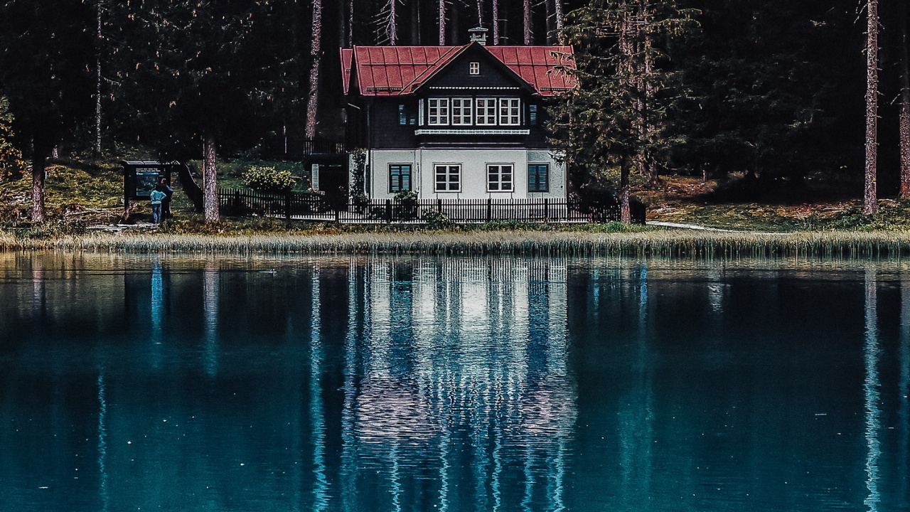 Обои отражение, вода, гора Фудзи, вулкан, гора в разрешении 1280x720