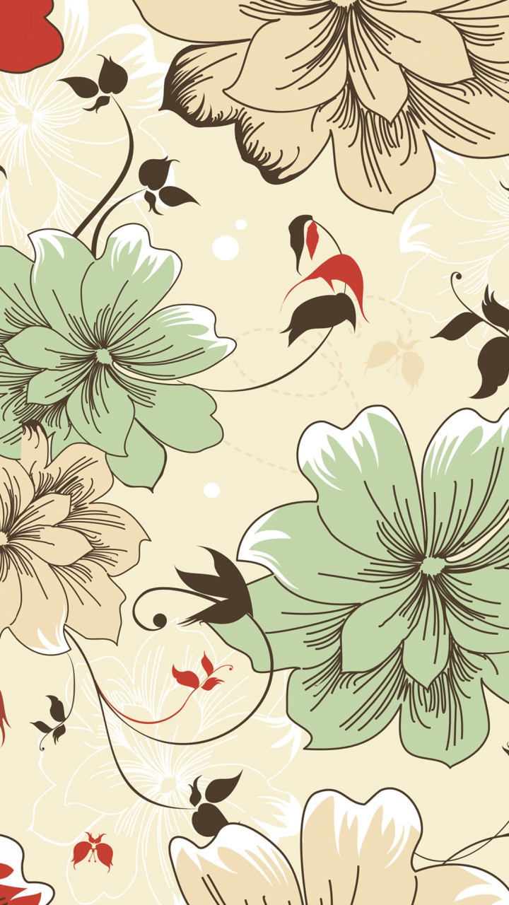 Обои цветок, цветочный дизайн, ткань, дизайн, узор в разрешении 720x1280