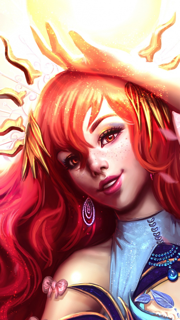 Обои иллюстрация, артист, арт, женщина воин, рыжие волосы в разрешении 720x1280