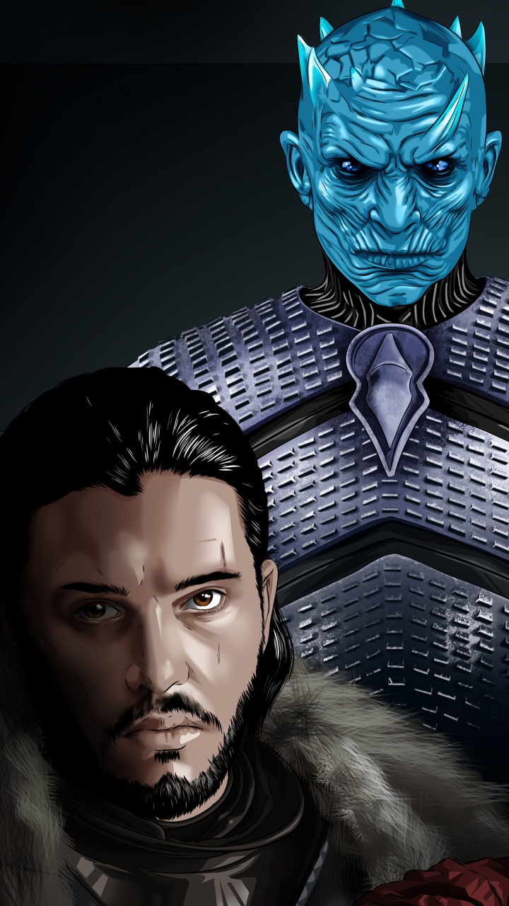 Обои Игра престолов, Джон Сноу, дейенерис таргариен, Ночной Король, арт в разрешении 720x1280