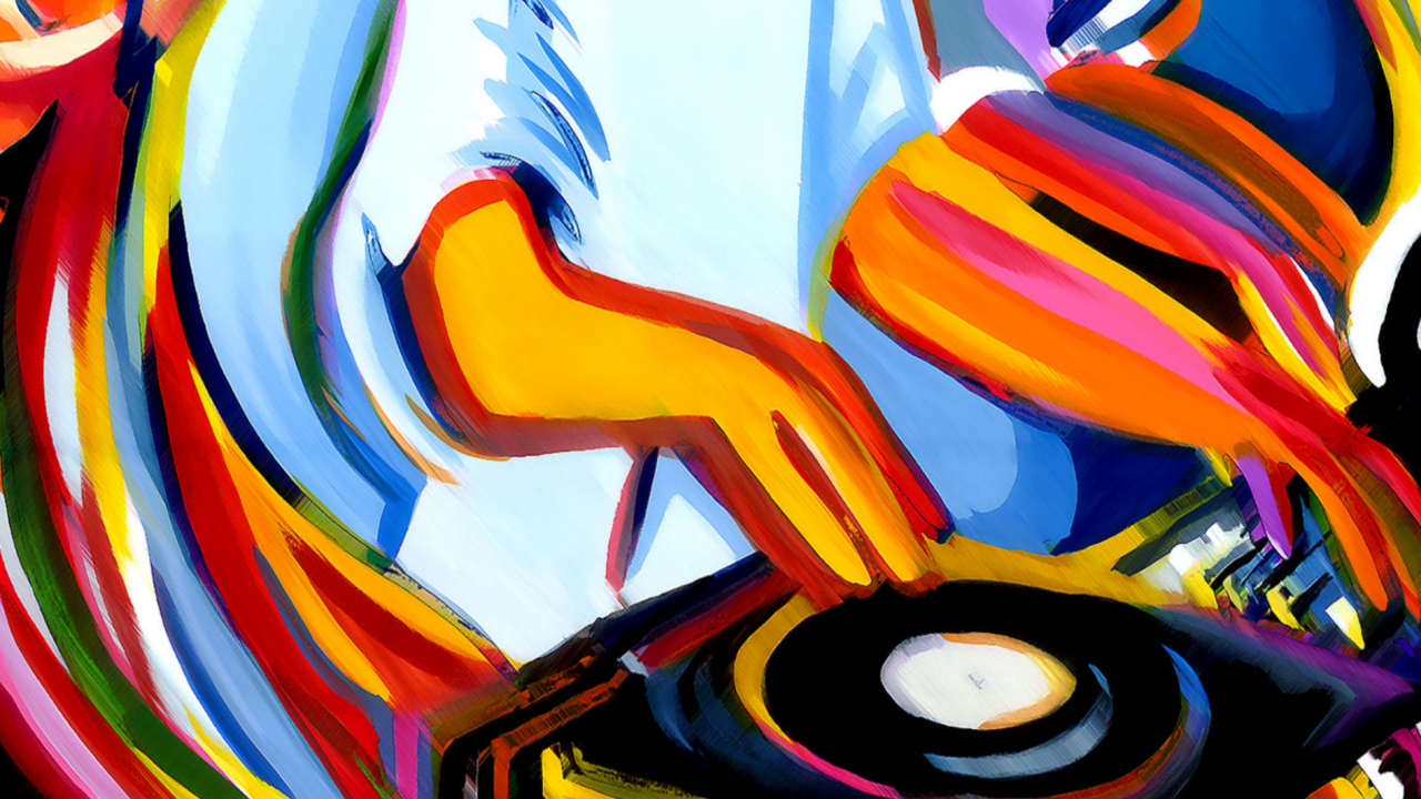 Обои арт, живопись, граффити, капюшон, автомобильное освещение в разрешении 1280x720