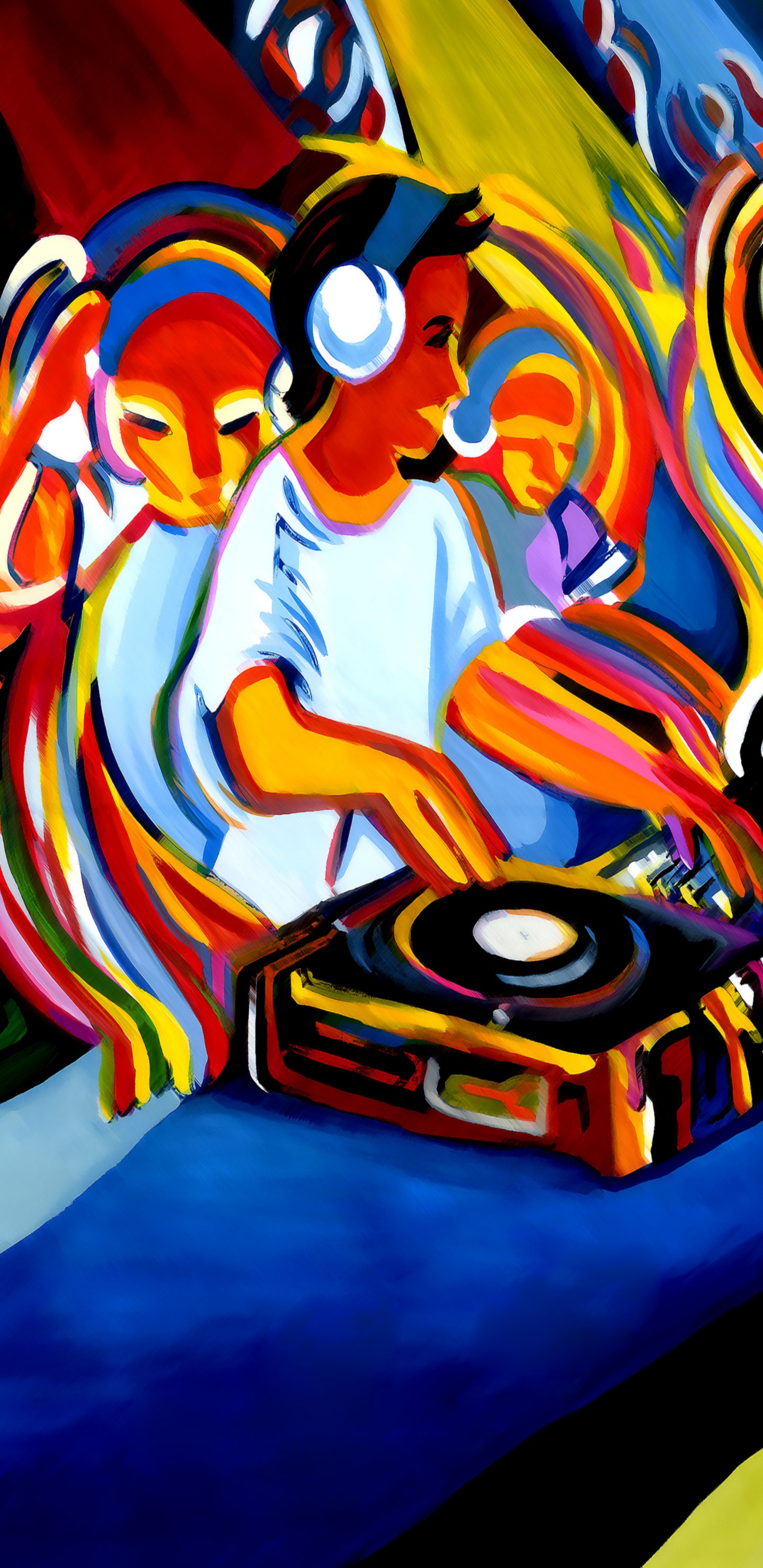 Обои арт, живопись, граффити, капюшон, автомобильное освещение в разрешении 1440x2960