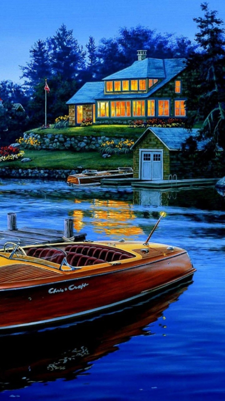 Обои лодка, перевозка воды, отражение, вода, природа в разрешении 720x1280