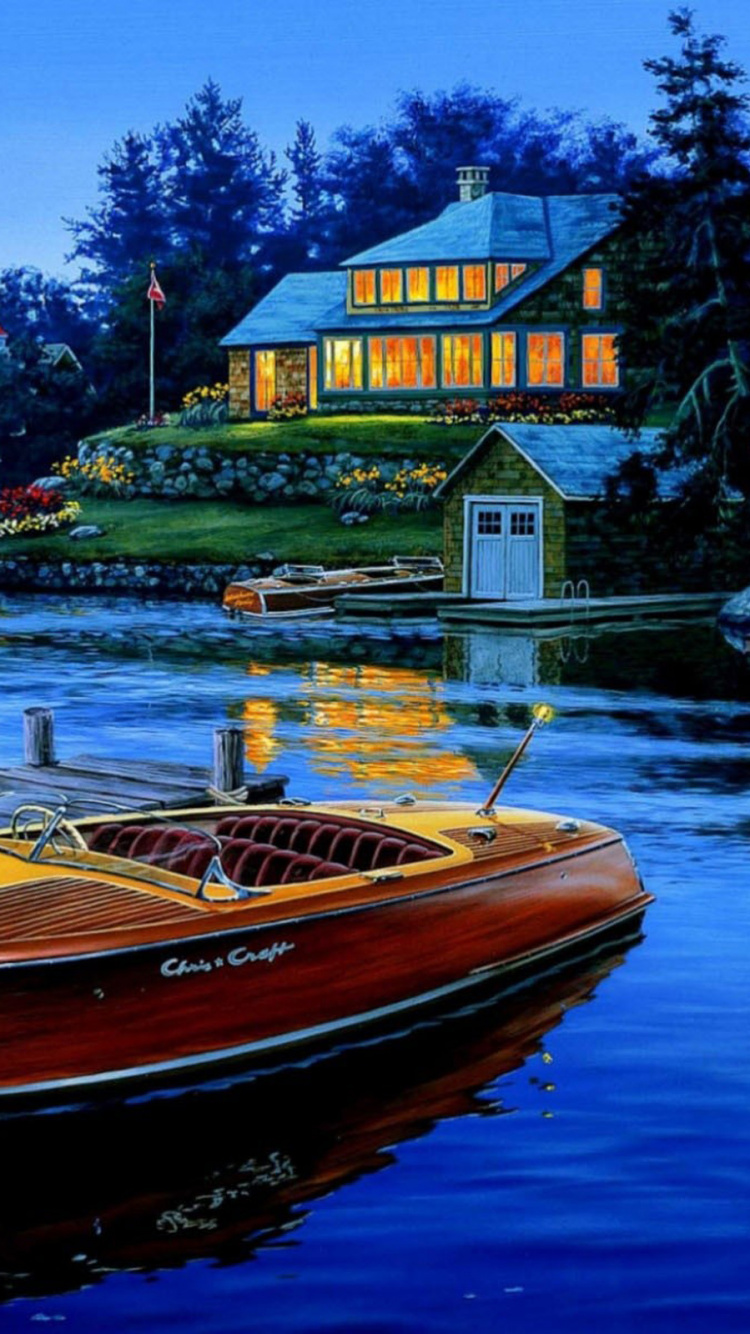 Обои лодка, перевозка воды, отражение, вода, природа в разрешении 750x1334