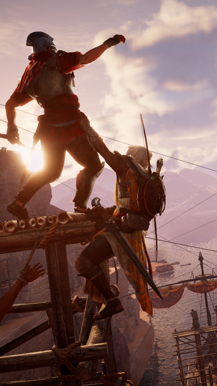 Обои assassins creed origins, ассассинс Крид братство, ubisoft, экстремальный вид спорта, достопримечательность в разрешении 720x1280