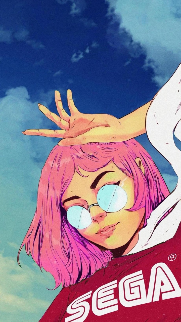 Обои девушка-геймер, мультфильм, sega, глаз, рот в разрешении 720x1280
