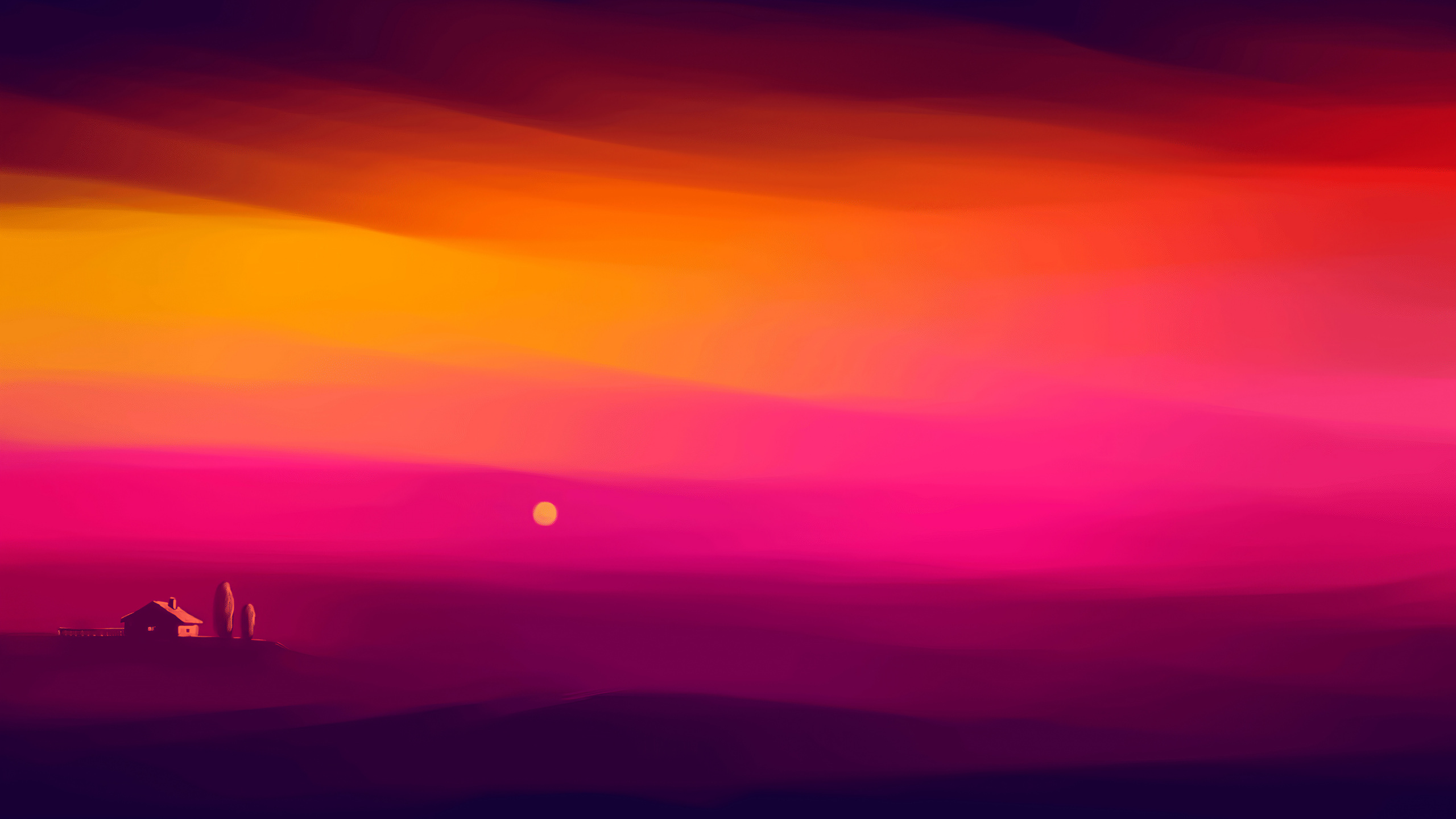 Обои арт, артист, послесвечение, горизонт, восход солнца в разрешении 2560x1440