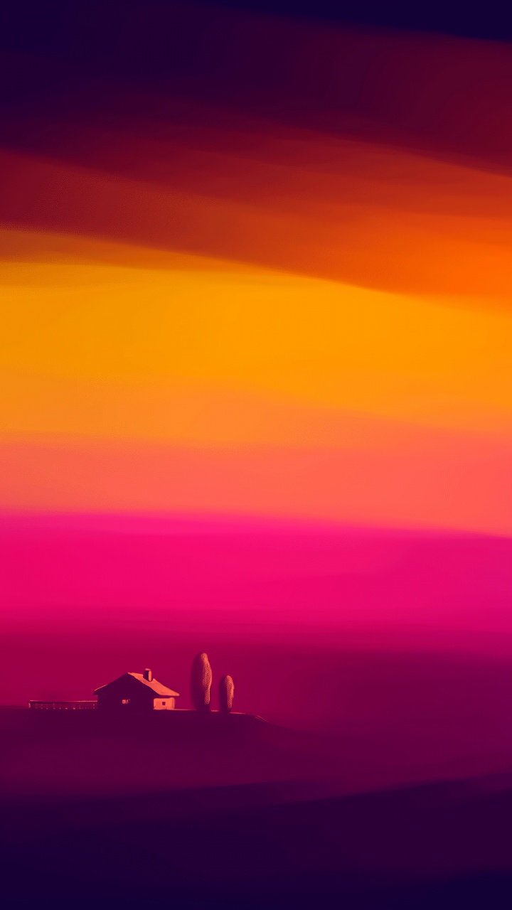 Обои арт, артист, послесвечение, горизонт, восход солнца в разрешении 720x1280