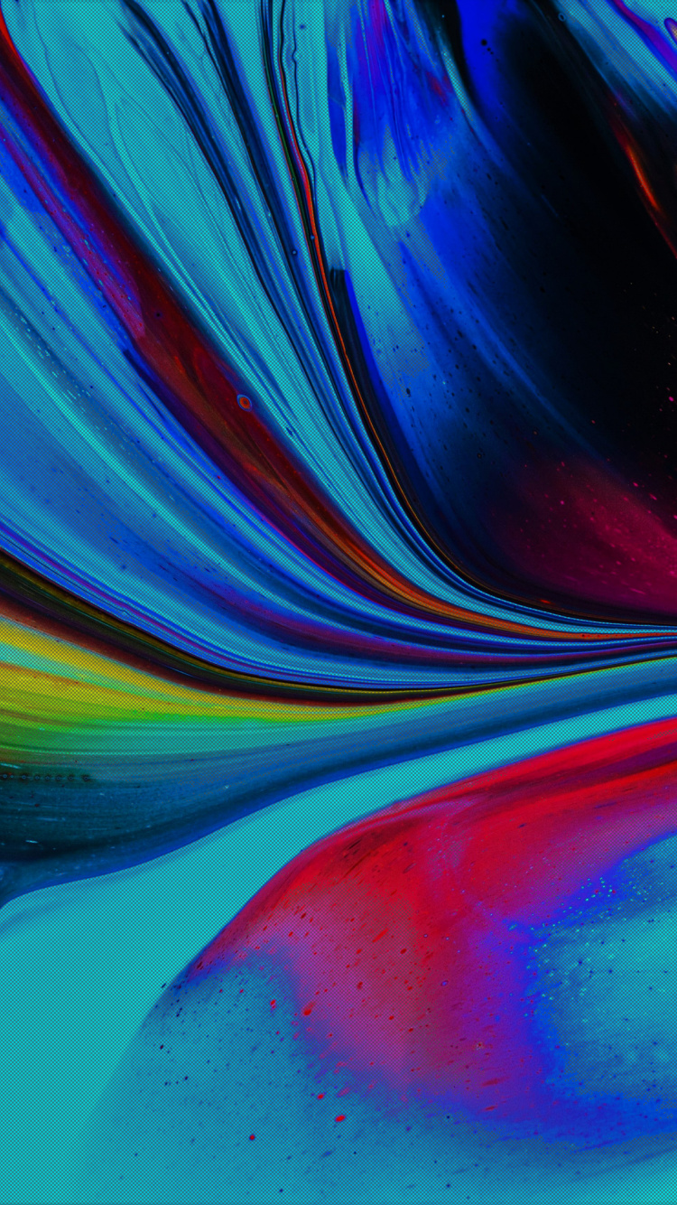 Обои фрактальное искусство, красочность, синий, узор, красный цвет в разрешении 750x1334