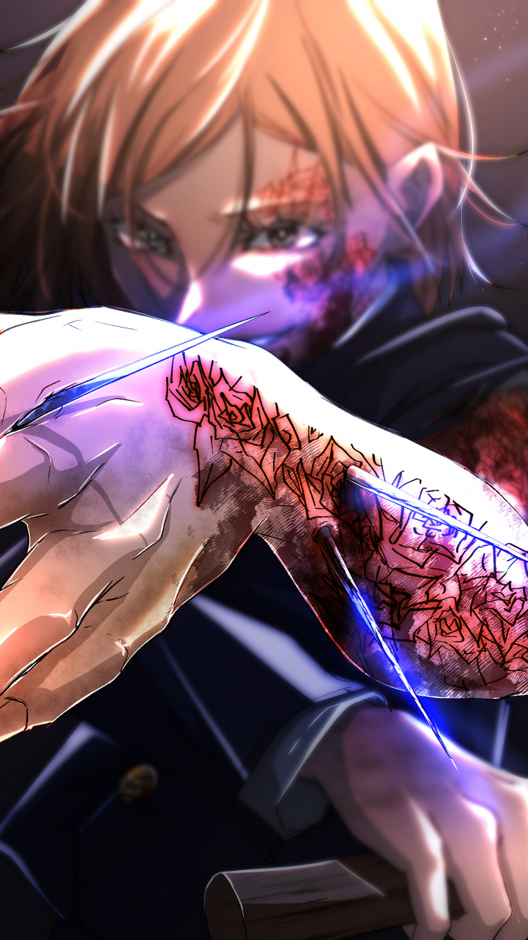 Обои нобара кугисаки, сатору годзё, Юдзи Итадори, Мегуми Фушигуро, джиу-джитсу кайсен в разрешении 750x1334