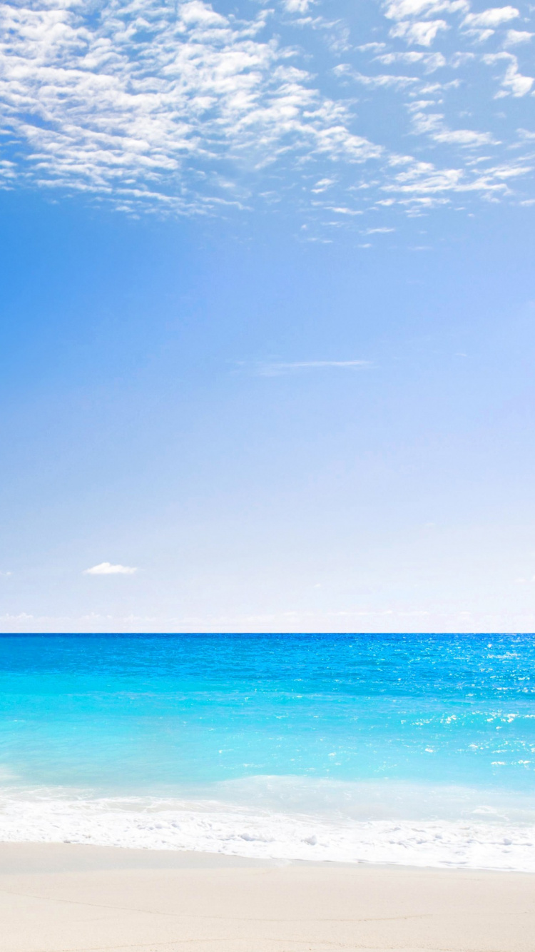 Обои пляж, море, океан, дневное время, горизонт в разрешении 750x1334