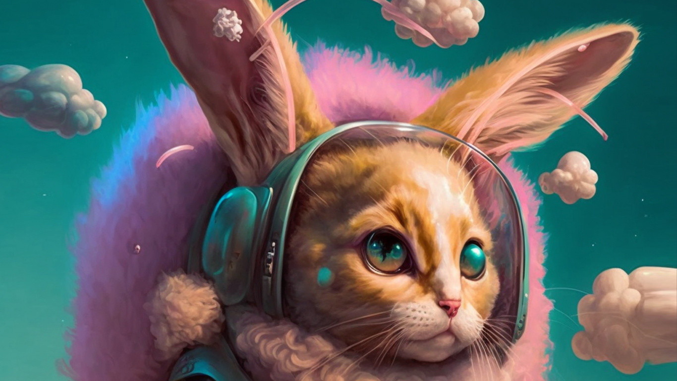 Обои кролик, пасхальный кролик, мягкая игрушка, визуальное искусство, Кролики и зайцы в разрешении 1366x768