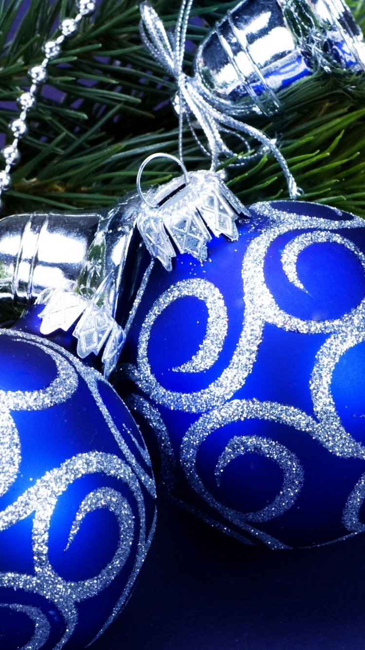 Обои Рождественский день, синий, рождественский орнамент, синий кобальт, Рождественские украшения в разрешении 750x1334