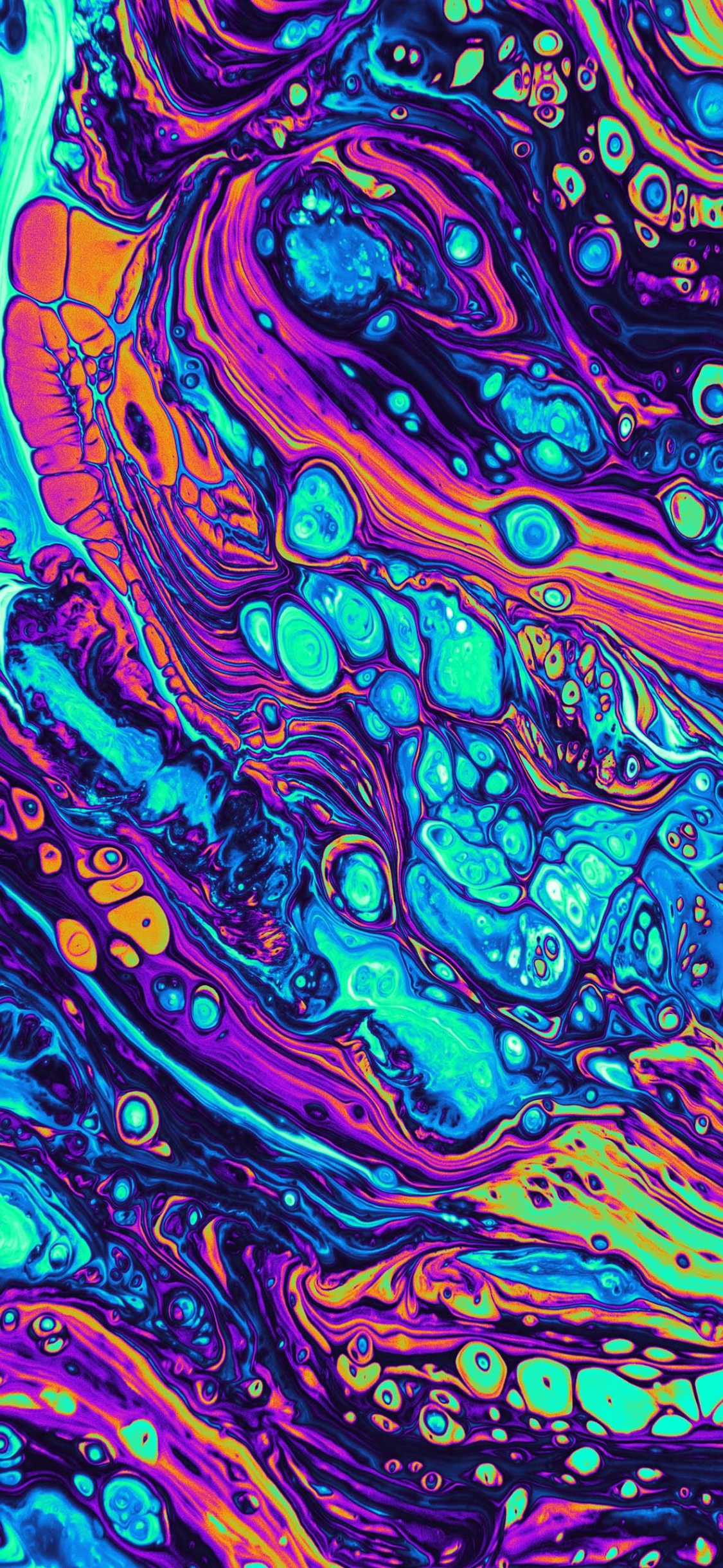 Обои психоделическое искусство, акриловая краска, цветной, Радуга, абстрактное искусство в разрешении 1125x2436