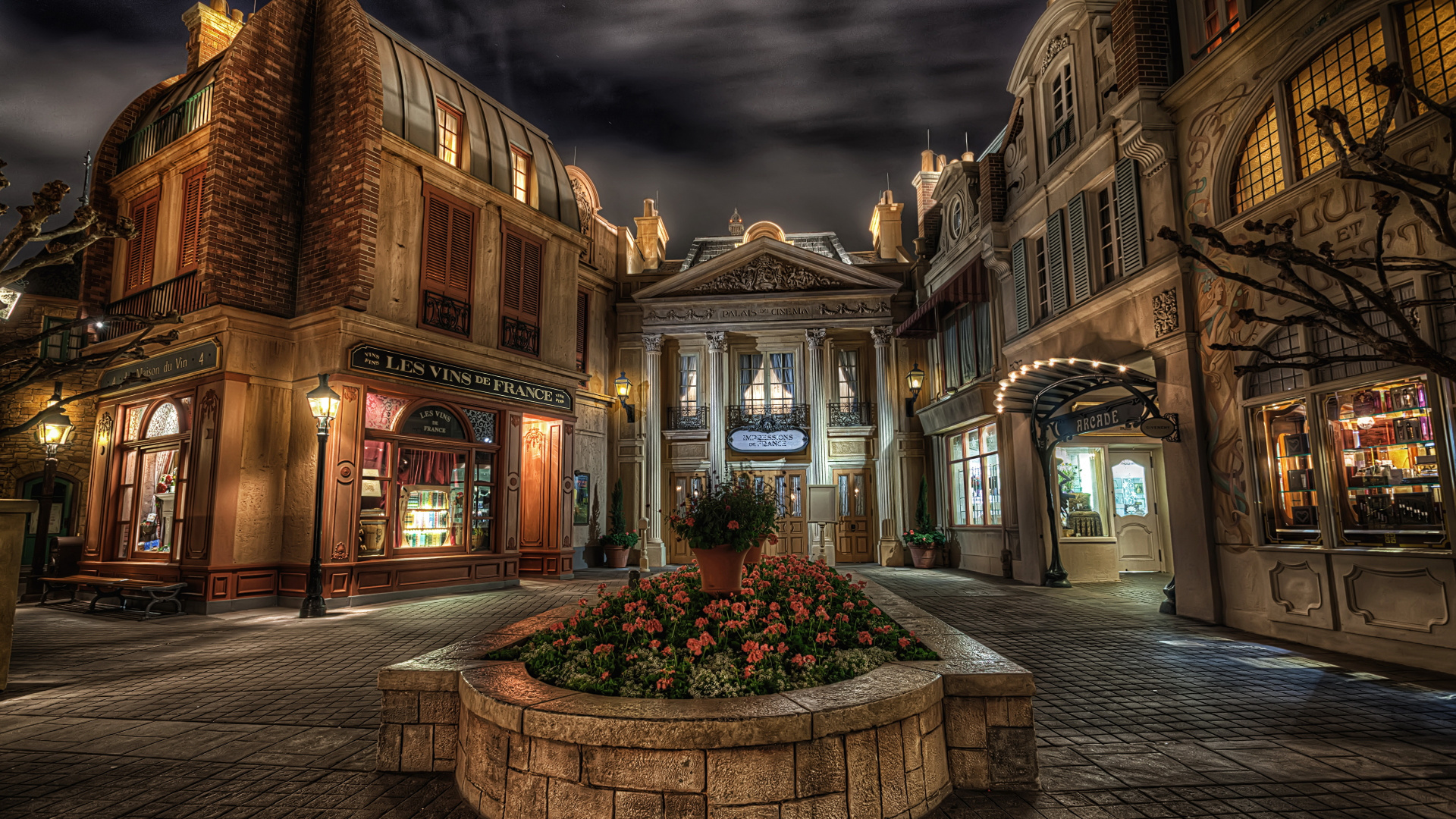 Обои здание, ночь, архитектура, городок, освещение в разрешении 1920x1080