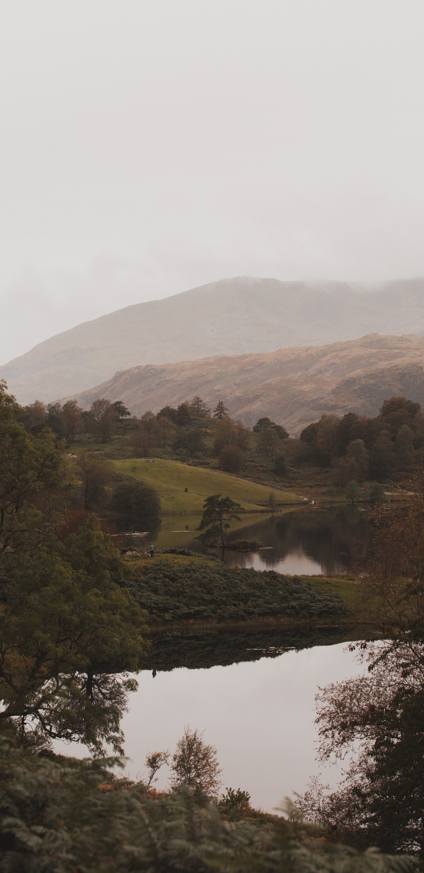 Обои природа, нагорье, вода, холм, озеро в разрешении 1440x2960