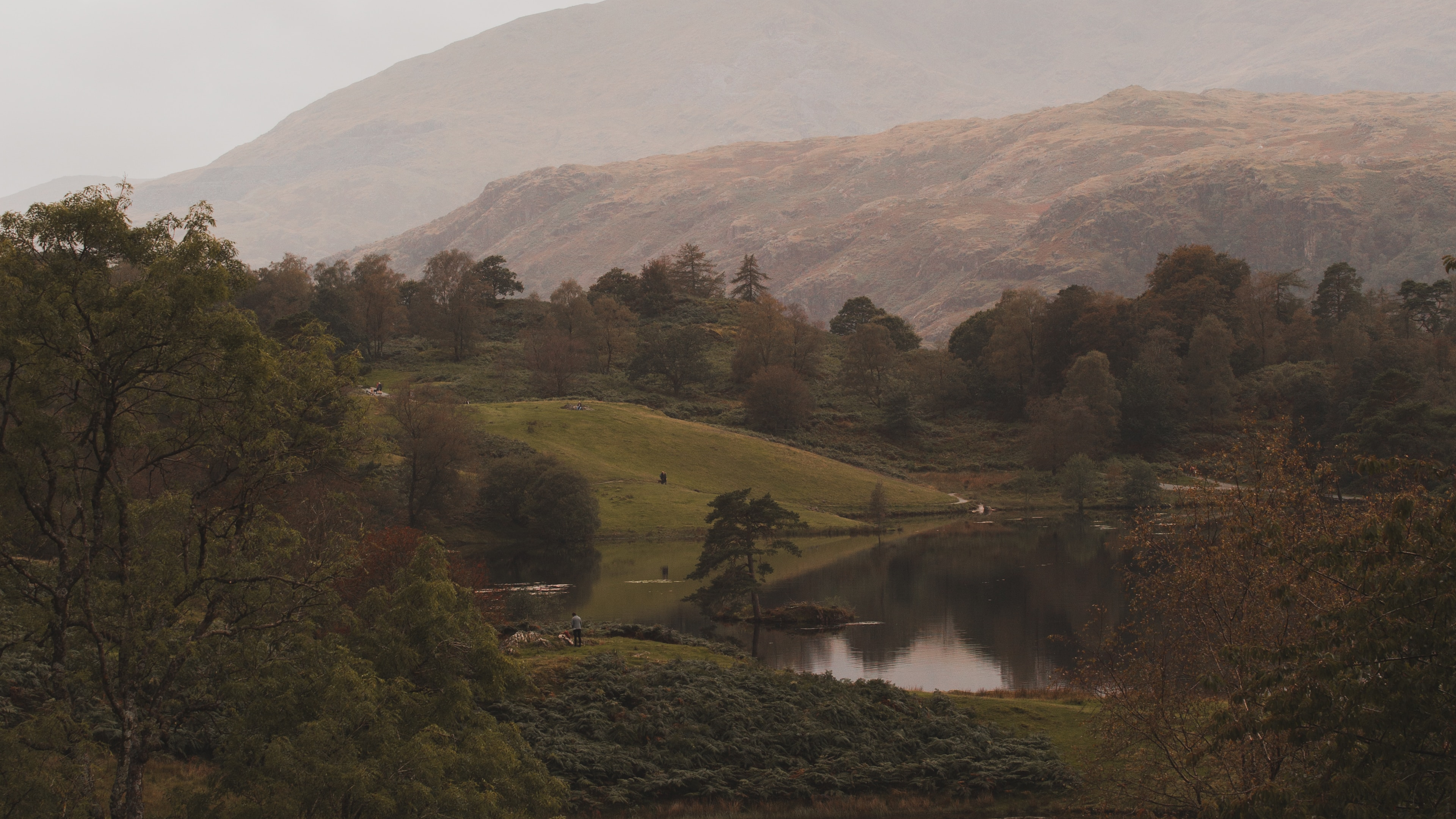 Обои природа, нагорье, вода, холм, озеро в разрешении 3840x2160