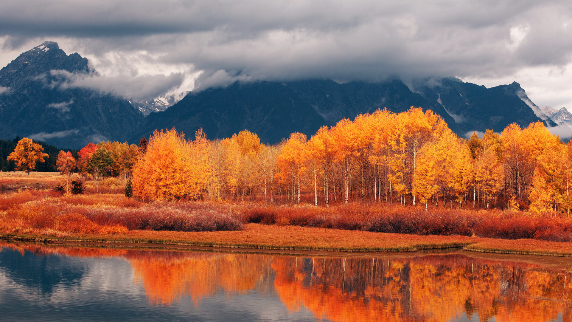 Обои пейзаж, осень, отражение, природа, лист в разрешении 1920x1080