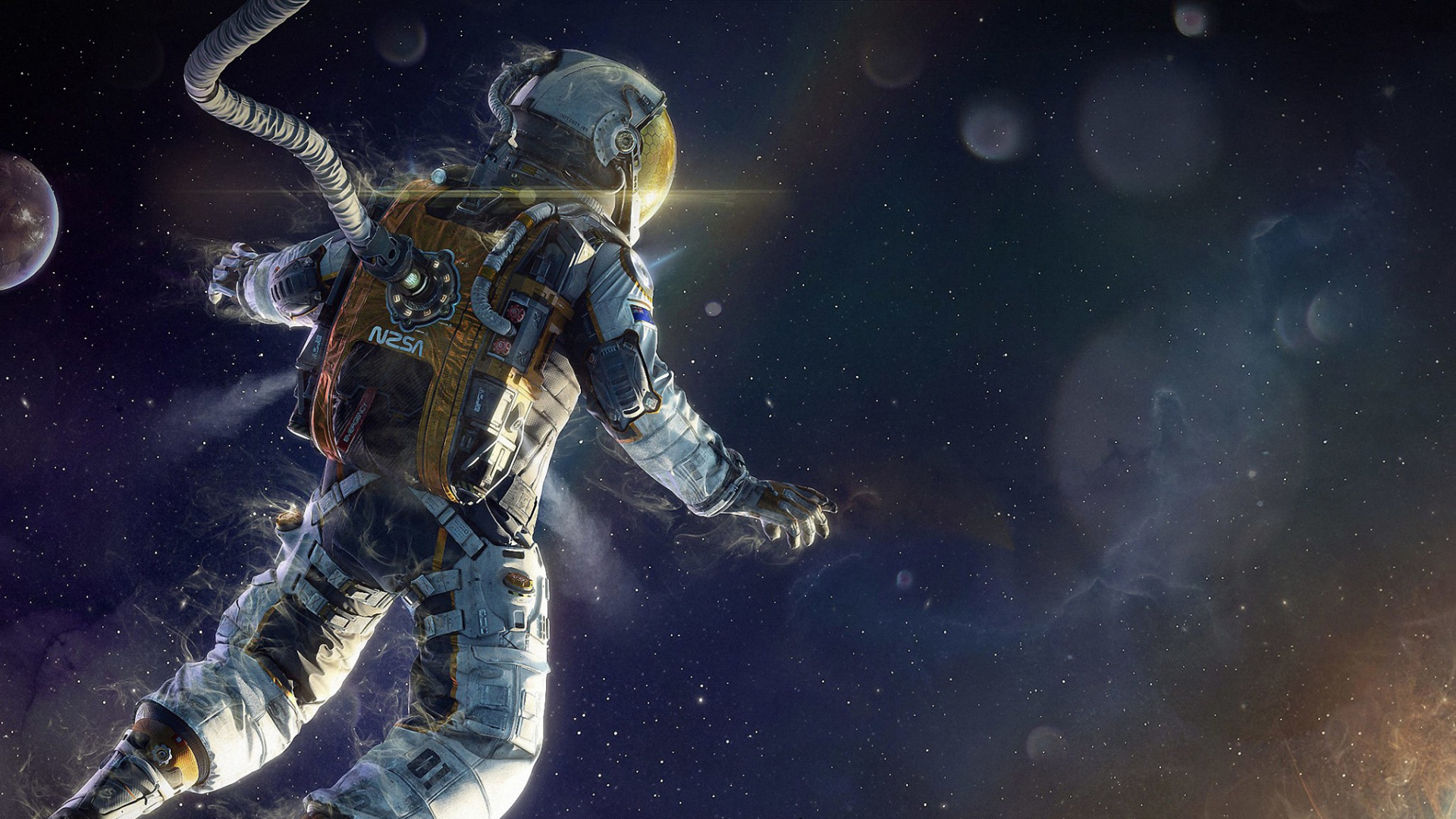 Обои астронавт, космос, космическое пространство, астрономический объект, иллюстрация в разрешении 1920x1080