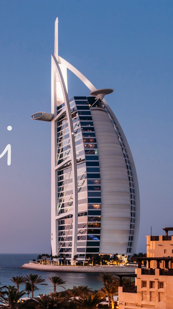 Обои Бурдж Аль араб, море, кондоминиум, небоскреб, здание в разрешении 720x1280