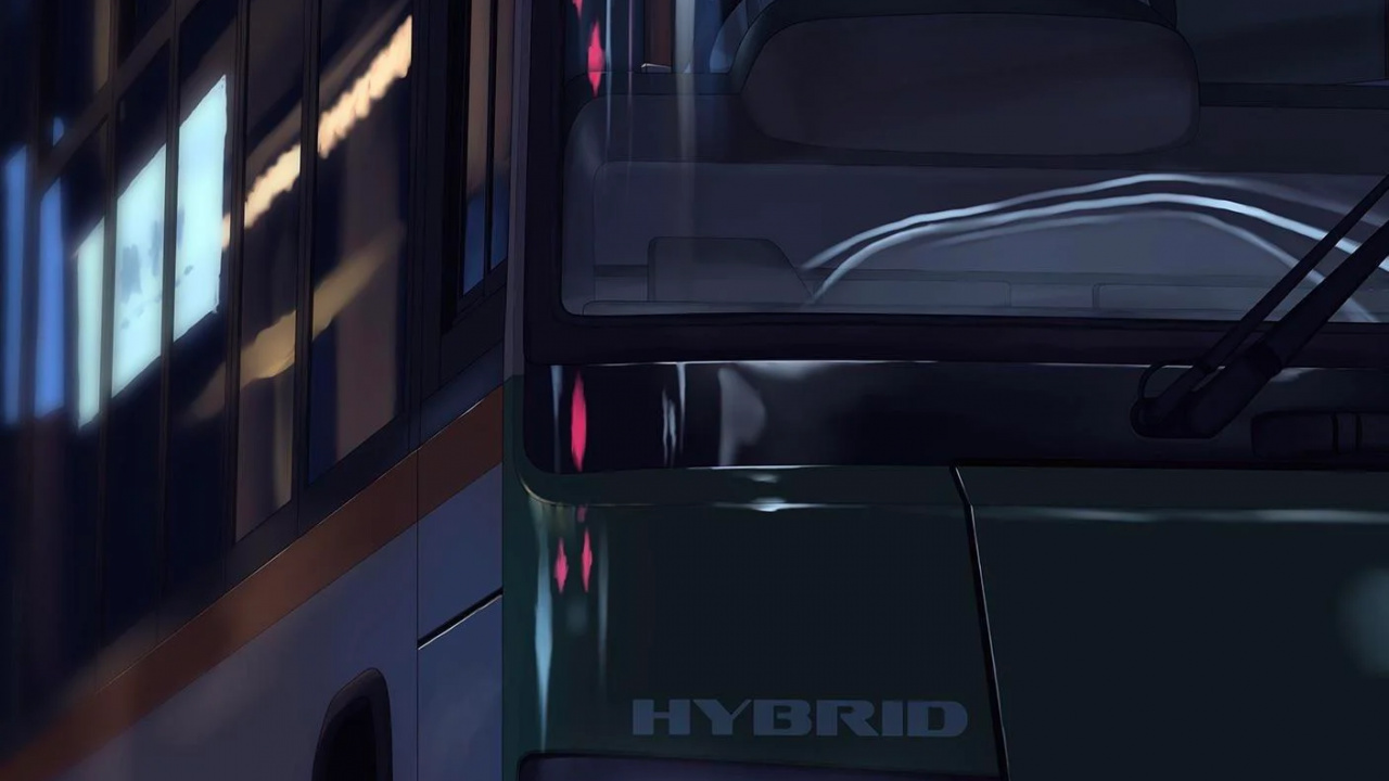 Обои автобус, минивэн, легковые автомобили, общественный транспорт, шина в разрешении 1280x720