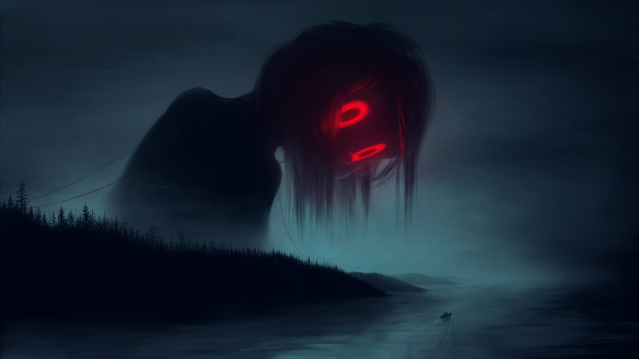 Обои klaufir гавани, арт, красный цвет, темнота, свет в разрешении 1280x720