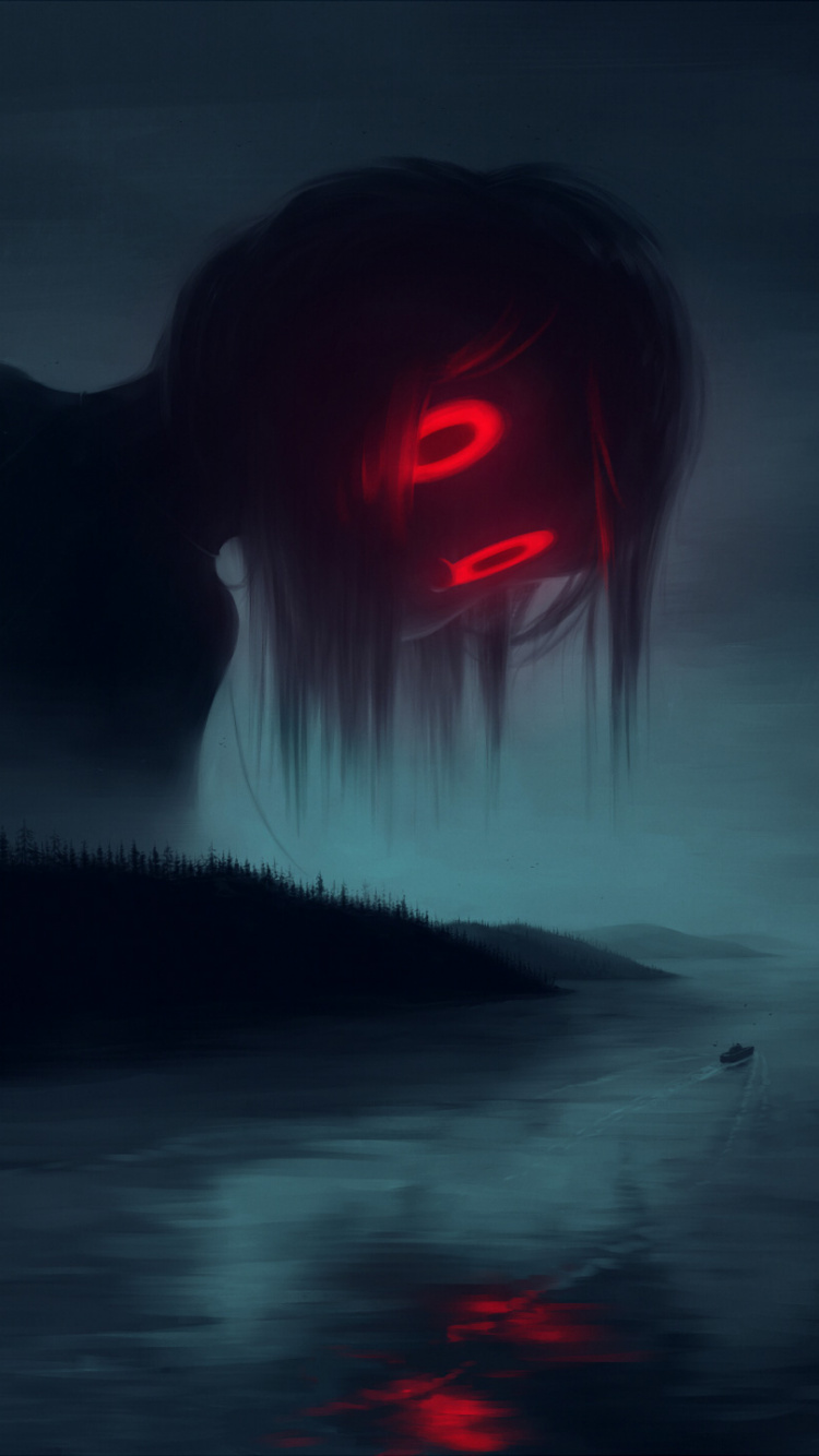 Обои klaufir гавани, арт, красный цвет, темнота, свет в разрешении 750x1334